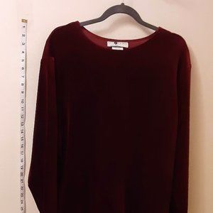 VINTAGE!  CLARET RED VELVET/VELOUR PANT SET (TOP & PANTS)